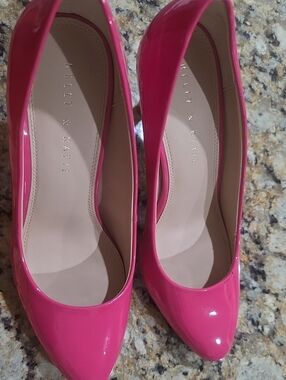 Kelly & Katie Hot Pink Patent Pointed-Toe Pumps